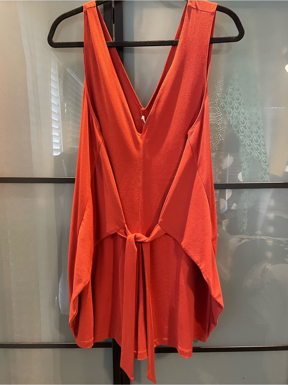 BCBGeneration Orange Red Backless V-Neck Tie-Back Dress